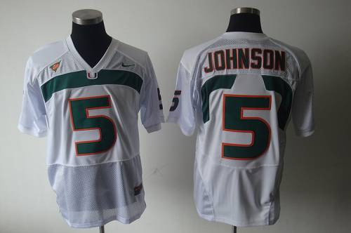 Hurricanes #5 Andre Johnson White Stitched NCAA Jersey