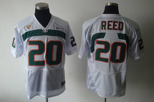 Hurricanes #20 Ed Reed White Stitched NCAA Jersey