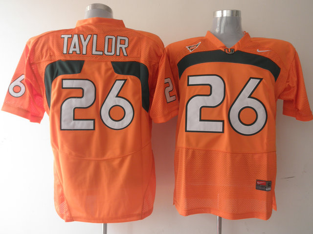 Hurricanes #26 Sean Taylor Orange Stitched NCAA Jersey - Click Image to Close