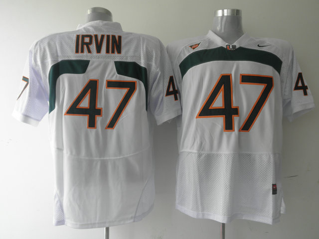 Hurricanes #47 Michael Irvin White Stitched NCAA Jersey