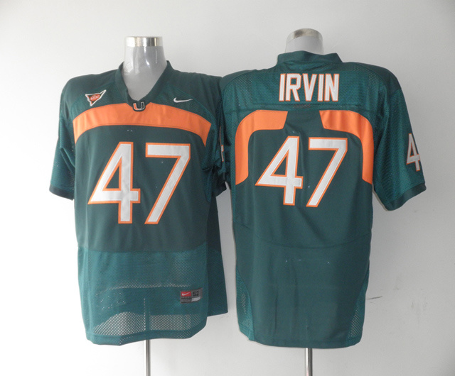 Hurricanes #47 Michael Irvin Green Stitched NCAA Jersey - Click Image to Close