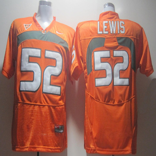 Hurricanes #52 Ray Lewis Orange Stitched NCAA Jersey