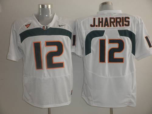 Hurricanes #12 Jacory Harris White Stitched NCAA Jersey