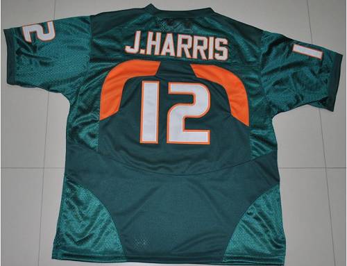 Hurricanes #12 Jacory Harris Green Stitched NCAA Jersey