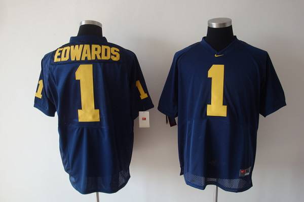 Wolverines Braylon Edwards #1 Blue Stitched NCAA Jersey