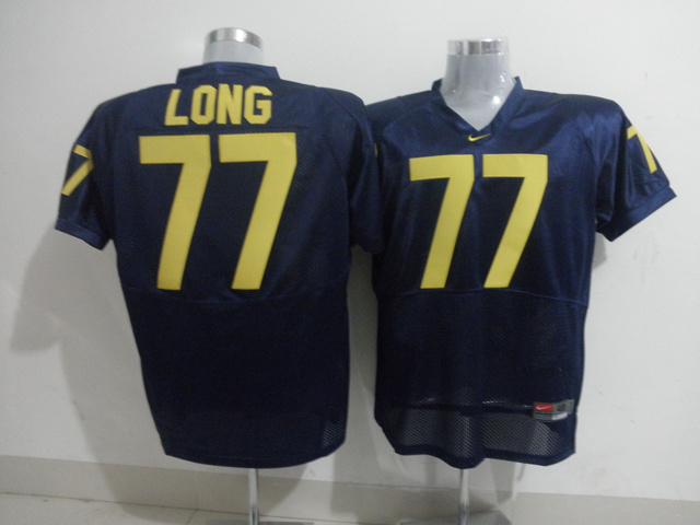 Wolverines #77 Jacke Long Blue Stitched NCAA Jersey - Click Image to Close