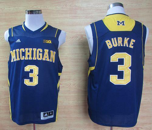 Wolverines #3 Trey Burke Navy Blue Basketball Stitched NCAA Jersey