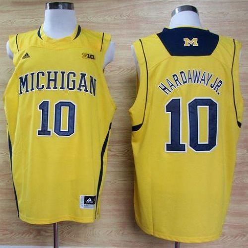 Wolverines #10 Tim Hardaway Jr. Gold Basketball Stitched NCAA Jersey - Click Image to Close