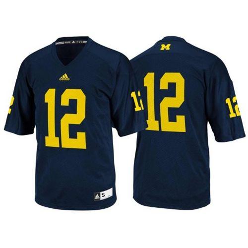 Wolverines #12 Devin Gardner Blue Big 10 Patch Stitched NCAA Jersey - Click Image to Close