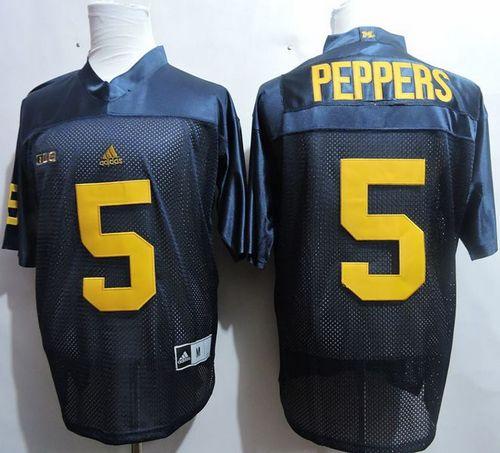 Wolverines #5 Jabrill Peppers Navy Blue Stitched NCAA Jersey - Click Image to Close