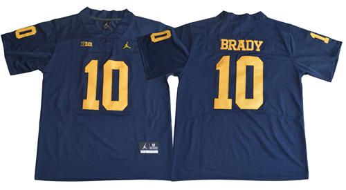 Wolverines #10 Tom Brady Navy Blue Jordan Brand Limited Stitched NCAA Jersey