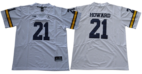 Wolverines #21 Desmond Howard White Jordan Brand Limited Stitched NCAA Jersey