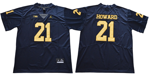 Wolverines #21 Desmond Howard Navy Blue Jordan Brand Limited Stitched NCAA Jersey