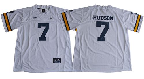 Wolverines #7 Khaleke Hudson White Jordan Brand Stitched NCAA Jersey