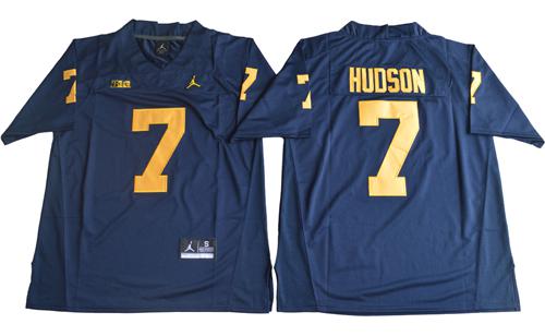 Wolverines #7 Khaleke Hudson Navy Blue Jordan Brand Stitched NCAA Jersey