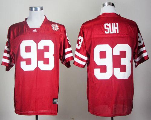 Cornhuskers #93 Ndamukong Suh Red Stitched NCAA Jersey