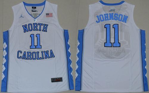 North Carolina #11 Brice Johnson White Basketball Stitched NCAA Jersey - Click Image to Close