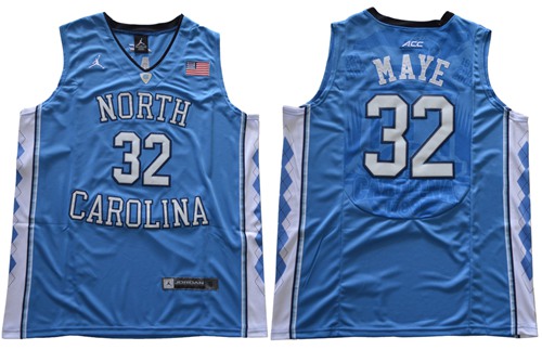 North Carolina #32 Luke Maye Blue Basketball Stitched NCAA Jersey