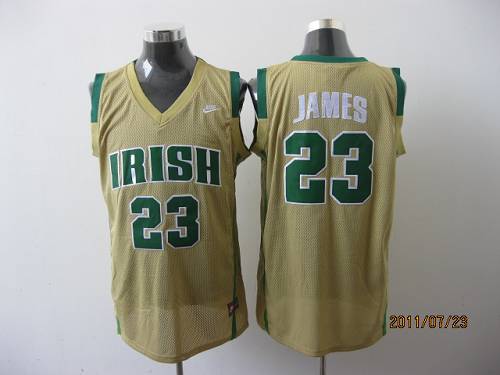 Fighting Irish #23 Lebron James Earth Yellow Basketball Stitched NCAA Jersey - Click Image to Close