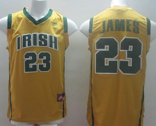 Fighting Irish #23 Lebron James Yellow Basketball Stitched NCAA Jersey - Click Image to Close