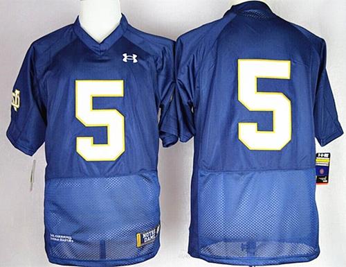 Fighting Irish #5 Everett Golson Navy Blue Shamrock Series Stitched NCAA Jersey