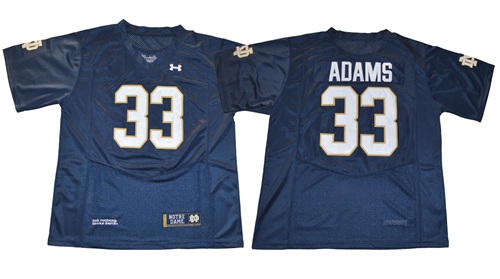 Fighting Irish #33 Josh Adams Navy Blue Under Armour Stitched NCAA Jersey