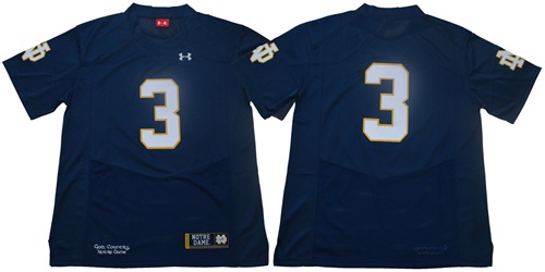 Fighting Irish #3 Joe Montana Navy Blue Limited Stitched NCAA Jersey