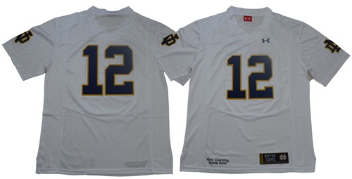 Fighting Irish #12 Ian Book White Limited Stitched NCAA Jersey