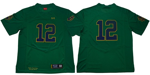 Fighting Irish #12 Ian Book Green Limited Stitched NCAA Jersey