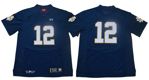 Fighting Irish #12 Ian Book Navy Blue Limited Stitched NCAA Jersey