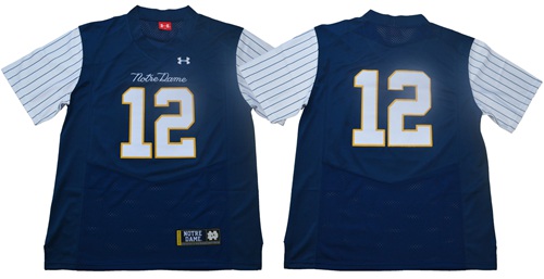 Fighting Irish #12 Ian Book Navy Strip Limited Shamrock Series Stitched NCAA Jersey