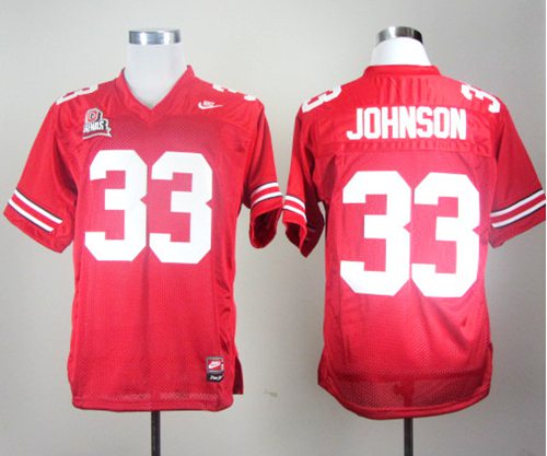 Buckeyes #33 Pete Johnson Red Stitched NCAA Jersey