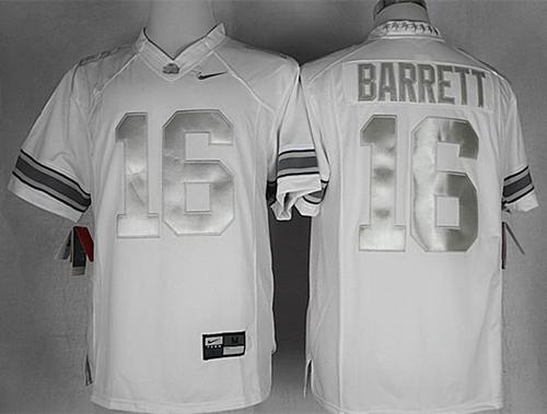 Buckeyes #16 J. T. Barrett White Limited Platinum Stitched NCAA Jersey - Click Image to Close