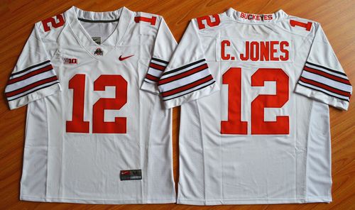 Buckeyes #12 Cardale Jones White Diamond Quest Stitched NCAA Jersey - Click Image to Close