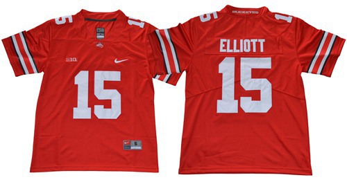 Buckeyes #15 Ezekiel Elliott Red Limited Stitched NCAA Jersey