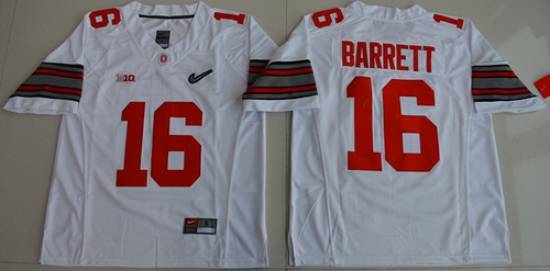 Buckeyes #16 J. T. Barrett White Diamond Quest Stitched NCAA Jersey