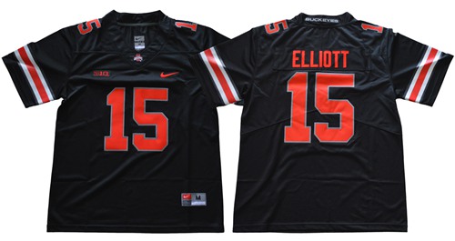 Buckeyes #15 Ezekiel Elliott Black(Red No.) Limited Stitched NCAA Jersey