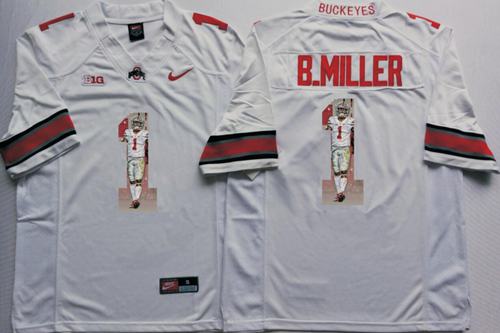 Buckeyes #1 Braxton Miller White Player Fashion Stitched NCAA Jersey