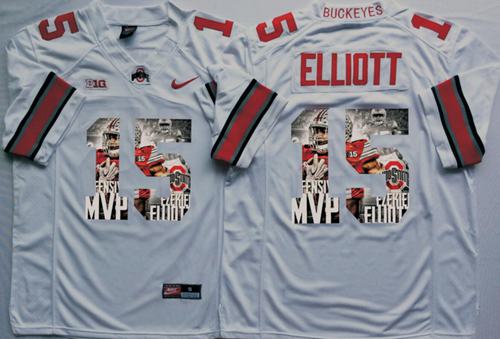 Buckeyes #15 Ezekiel Elliott White Player Fashion Stitched NCAA Jersey