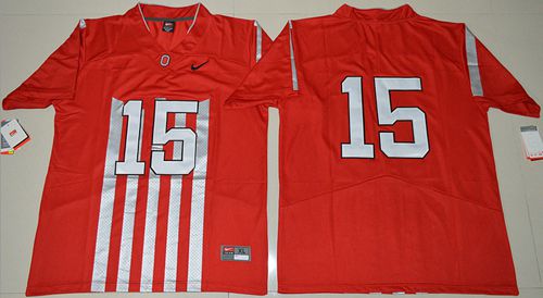 Buckeyes #15 Ezekiel Elliott Red 1917 Throwback Limited Stitched NCAA Jersey