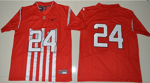 Buckeyes #24 Malik Hooker Red 1917 Throwback Limited Stitched NCAA Jersey