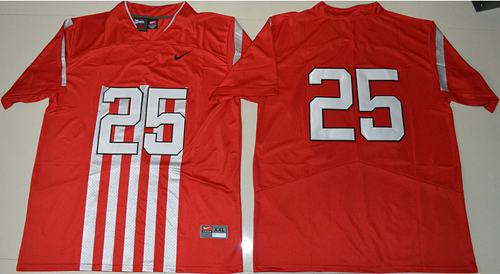 Buckeyes #25 Mike Weber Jr. Red 1917 Throwback Limited Stitched NCAA Jersey