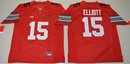 Buckeyes #15 Ezekiel Elliott Red Diamond Quest Stitched NCAA Jersey