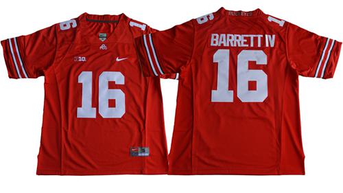 Buckeyes #16 J. T. Barrett IV Red Limited Stitched NCAA Jersey