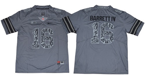 Buckeyes #16 J. T. Barrett IV Gray New Alternate Legend Limited Stitched NCAA Jersey - Click Image to Close