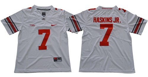 Buckeyes #7 Dwayne Haskins Jr White Limited Stitched NCAA Jersey