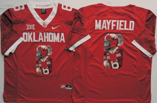 Sooners #6 Baker Mayfield Red Player Fashion Stitched NCAA Jersey