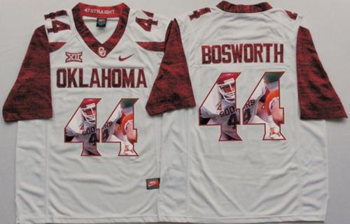 Sooners #44 Brian Bosworth White Player Fashion Stitched NCAA Jersey