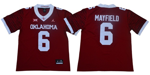 Sooners #6 Baker Mayfield Red Jordan Brand Limited New XII Stitched NCAA Jersey