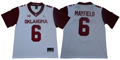 Sooners #6 Baker Mayfield White Jordan Brand Limited New XII Stitched NCAA Jersey